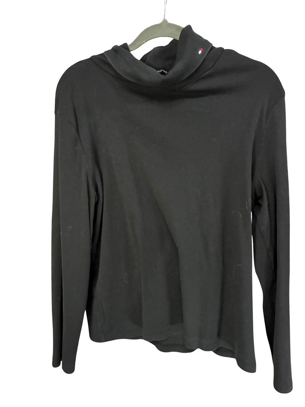 Tommy Hilfiger Black Ribbed Turtleneck Top